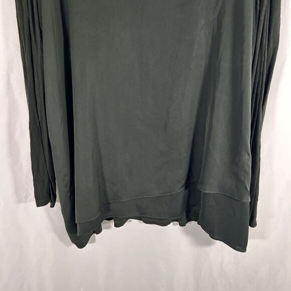 Soft Surroundings Blouse Women's 1X Green V-neck Long Sleeve Ribbed Back - Picture 3 of 9